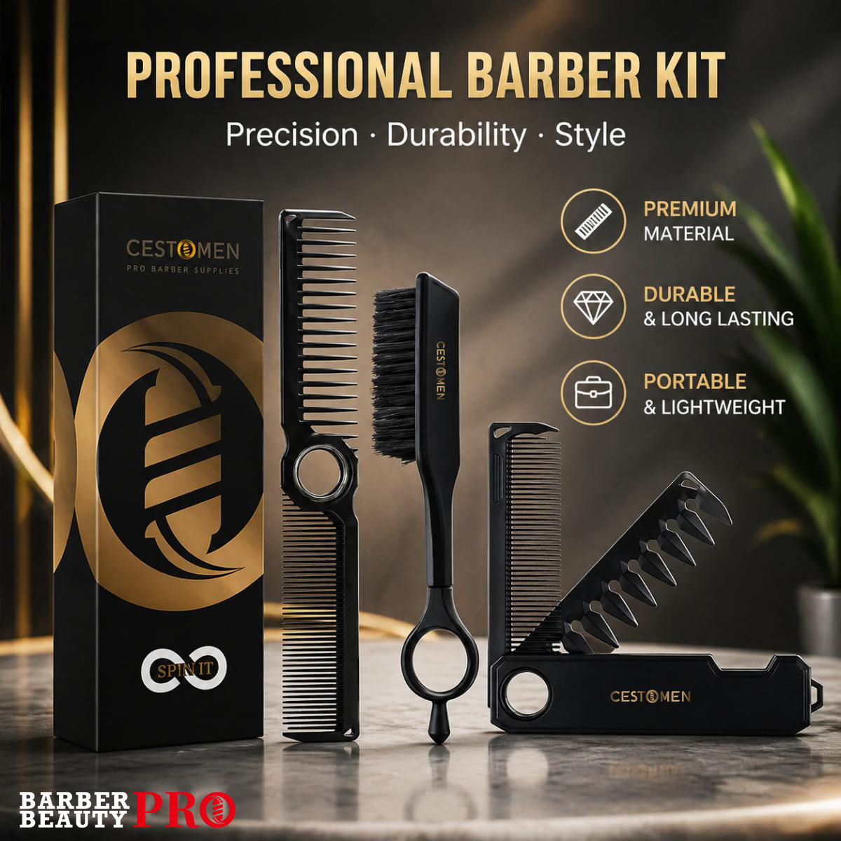 Men'S Grooming Organizer - 2/3Pcs Professional Barber Comb Set 360°