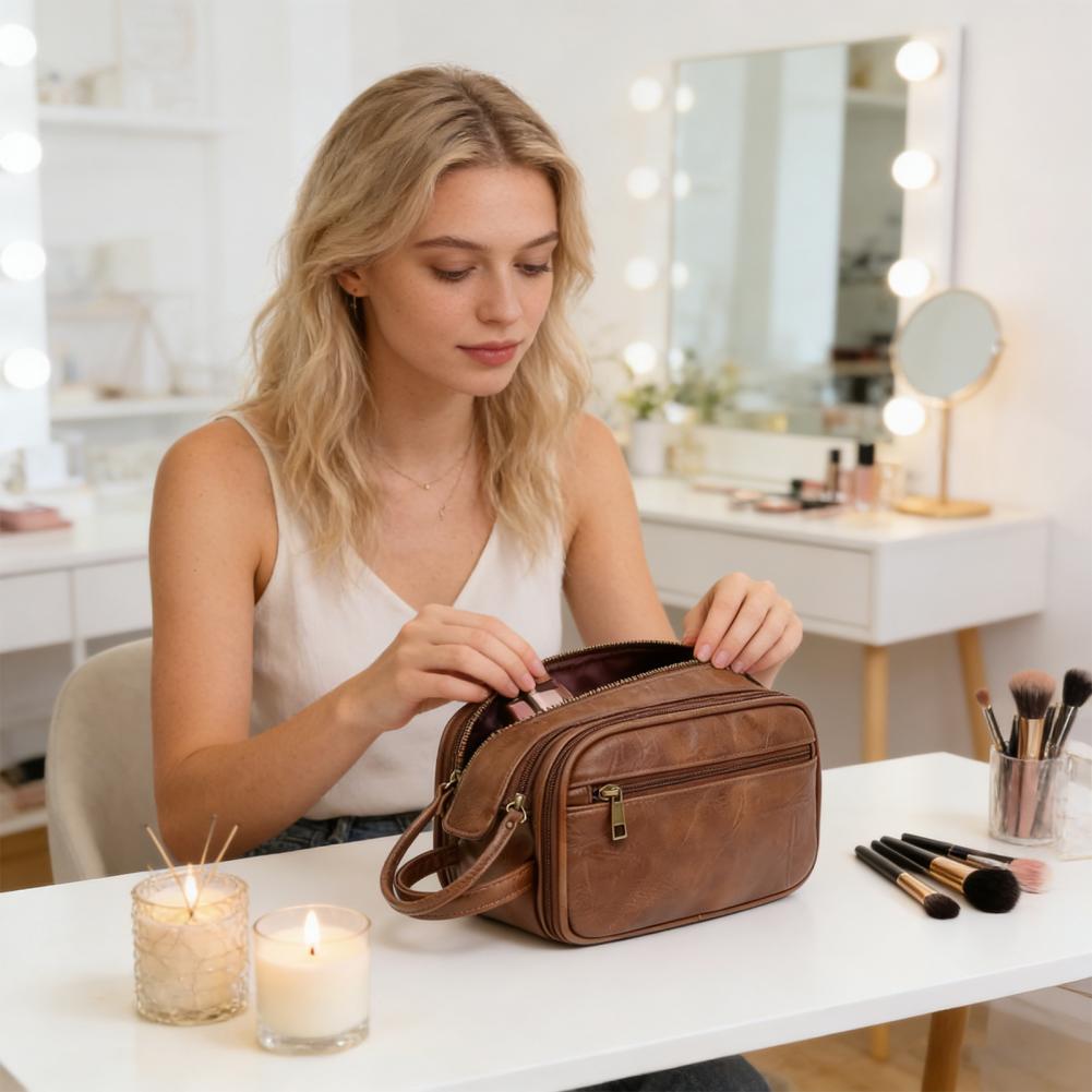 Travel Makeup Bag Faux Leather - Men'S Grooming Organizer avaliação e preço