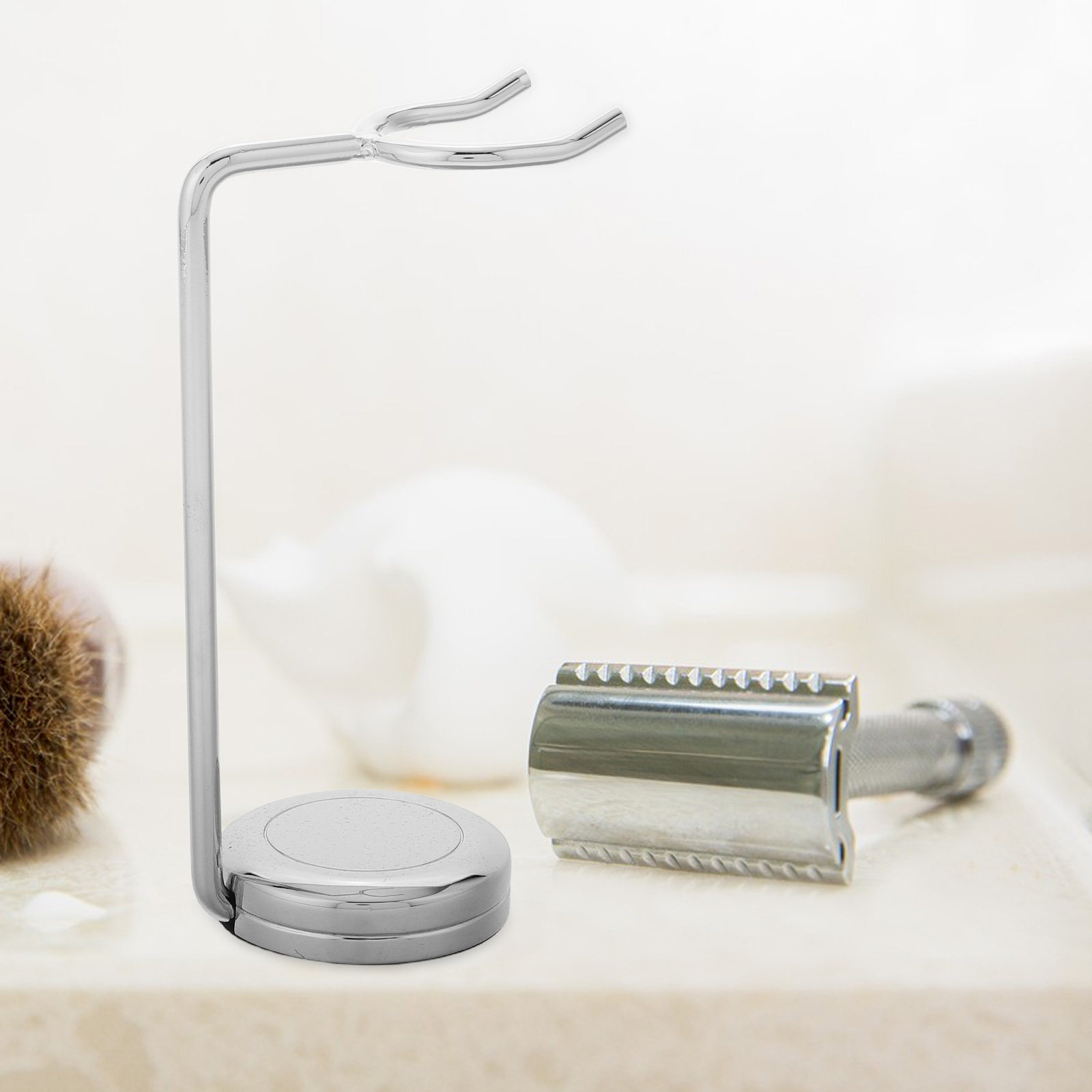 Sleek Alloy Shaving Brush Stan - Men'S Grooming Organizer avaliação e preço
